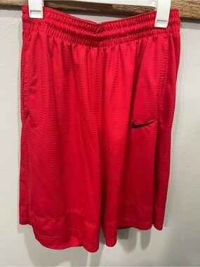 Nike Red Athletic Mesh Shorts with Black Swoosh men’s medium